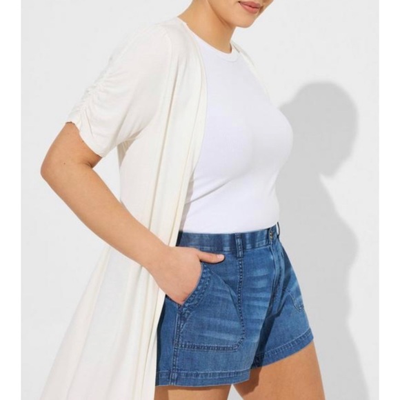 🆕 Duster Fit N Flare Short Sleeve Sweater 2 2X 18 20 NWT Torrid New! Cream - Picture 3 of 6